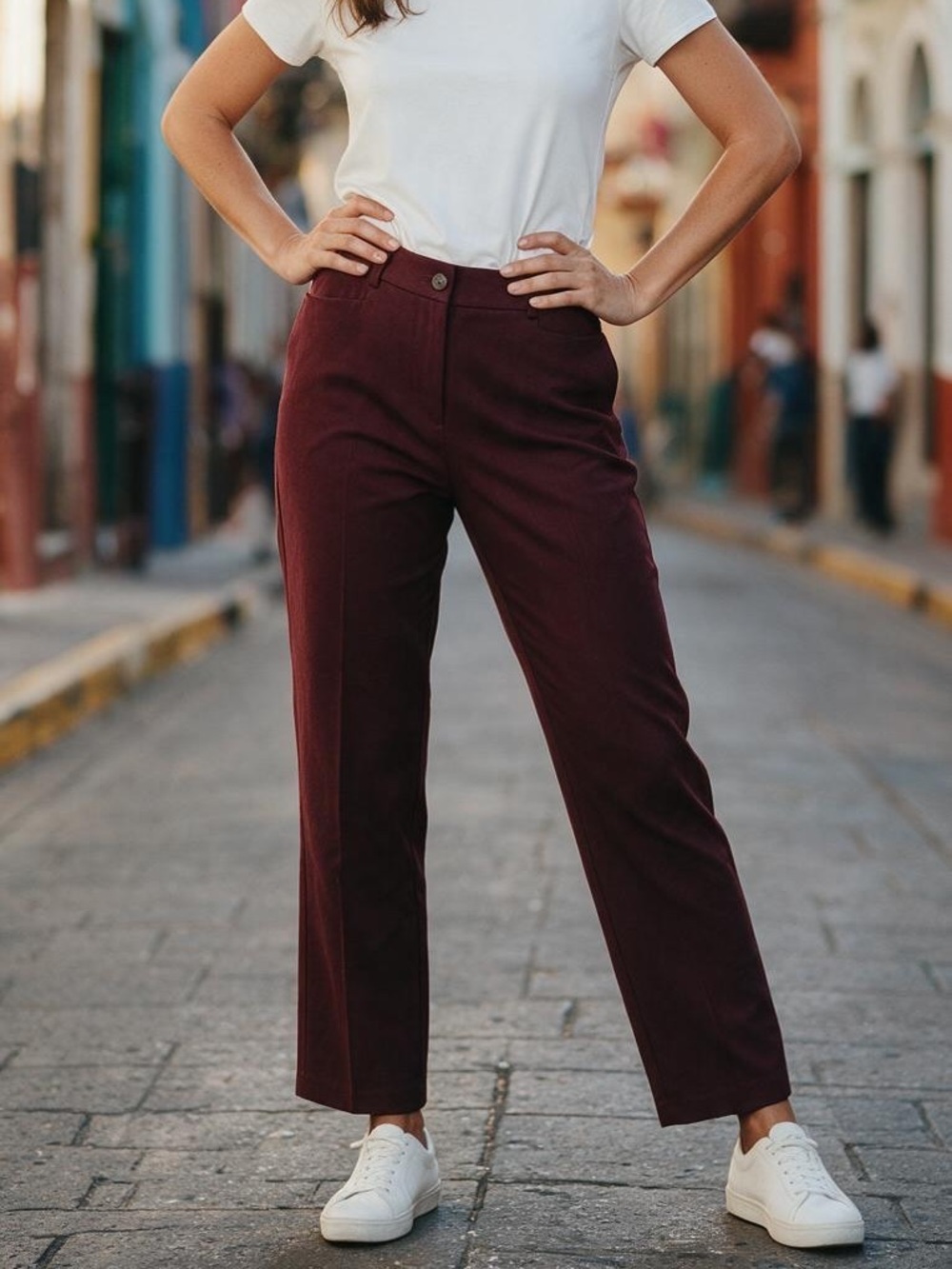 LOFT Women's Parker Straight-Leg dressy pants- Burgundy